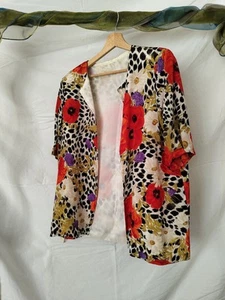 Blusa Vintage '80 Multicolore Sartoriale In Seta - Foto 1 di 8