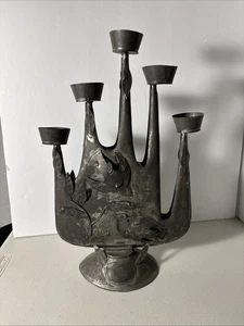 "Candelabro de hojalata mexicano escultura 15""T X9"" sin firmar Gene Byron mediados de siglo moderno" - Imagen 1 de 13