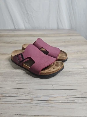 Sandalias Birkenstock para mujer Birkis rojas deslizables talla 38 UE estrechas, 7 EE. UU. Foto 1 de 4