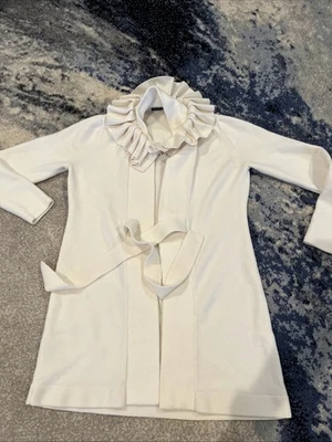 Elie Tahari Womens Long Sleeve Ruffle Ivory  Cardigan Size Medium - Image 1 of 4