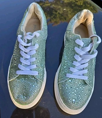 Betsey Johnson Women's Sidny Rhinestone Sparkly Sneakers Light Green - Size 9M  - Image 1 of 4
