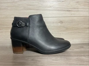 Dansko Perry Womens Ankle Boots 39 8.5 Black Leather Block Heels Booties - Picture 1 of 11