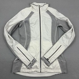 Lululemon Giacca Donna 2 Grigio Ghost Hyper Stripe Rebel Runner Zip Yoga - Foto 1 di 9
