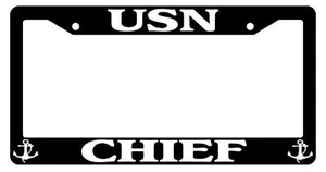 Black License Plate Frame United States Navy Chief  Auto Accessory Novelty 206 - Picture 1 of 1
