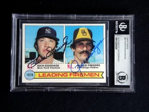 RICH GOOSE GOSSAGE & ROLLIE FINGERS DUAL SIGNED 1979 TOPPS #8 BECKETT AUTOGRAPH - Picture 1 of 2