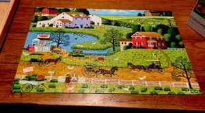Buffalo Charles Wysocki “Jolly Hill Farms” 500 Pc 21” X 15” Jigsaw Puzzle EC - Picture 1 of 4