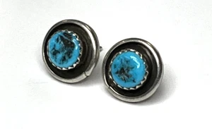Indianer Ohrringe Sterlingsilber blau Türkis Ohrstecker Knopf - Bild 1 von 2