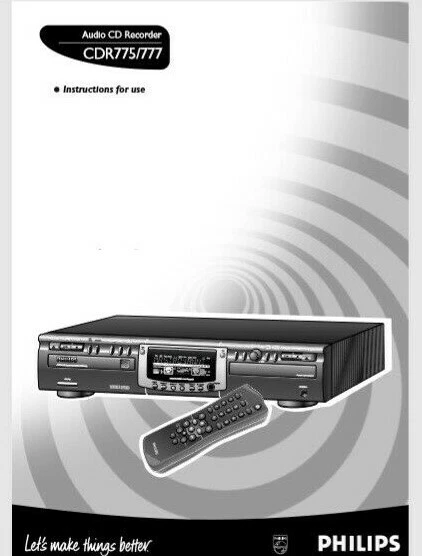 Philips CDR 775 777 Audio CD Player Recorder Operating Instruction USER MANUAL - Image 1 of 1