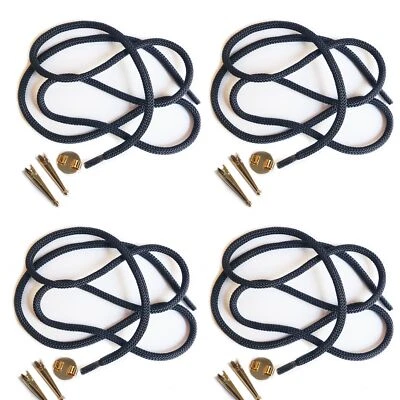 Blank Bolo Tie Parts Kit Round Slide Smooth Tips Navy Cord Goldtone Pk/4 - Image 1 of 4