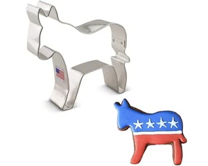Donkey Democratic Cookie Cutter, Ann Clark, 3.75 Inch, Tin Plated Steel - Picture 1 of 2