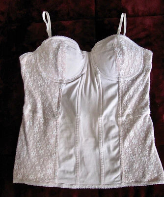 Confortável lindo corpete/espartilho de renda elástica, H&M, alças ajustáveis, zíper nas costas - Imagem 1 de 4