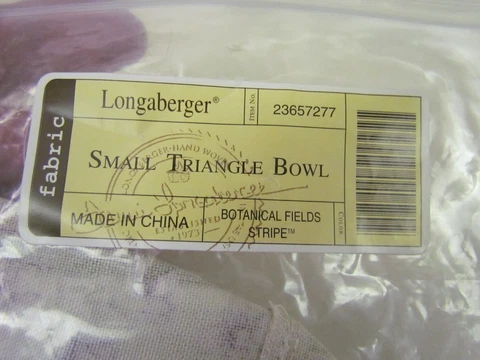Longaberger Small Triangle Bowl Basket Liner - Botanical Fields Stripe ~ MIP! Cover