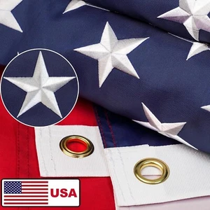 Flags 3x5 ft American Flag Outdoor 100% Made IN USA Sewn Stripes Brass Grommets - Picture 1 of 8
