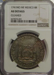 1741 MF MEXICO NGC AU cleaned Philip V 8 Reales - Picture 1 of 3