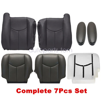 Cubierta de asiento delantero de cuero gris oscuro espuma para GMC Sierra 1500 2500 3500 2003-2006 Foto 1 de 4