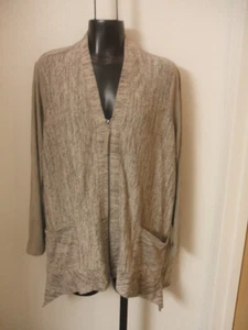 LOGO Lori Goldstein Zip Front Cardigan Gray Marbeled Microsuede Sleeves Small S - Picture 1 of 12