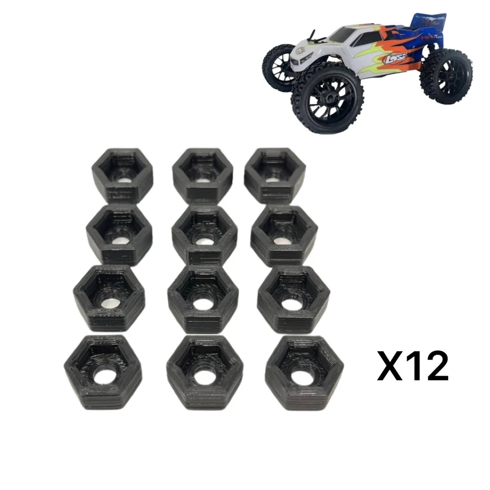 Losi Mini-T 2.0 & Mini-B (12) Wheel Hex Adapters 8mm To 12mm Big Tire Conversion - Image 1 of 4
