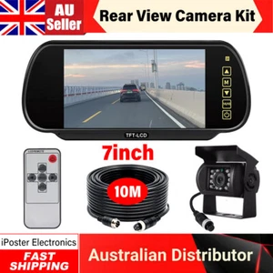 7" Rear View Monitor 4 PIN IR Reversing HD Camera 12v 24v Waterproof For Caravan - Picture 1 of 14