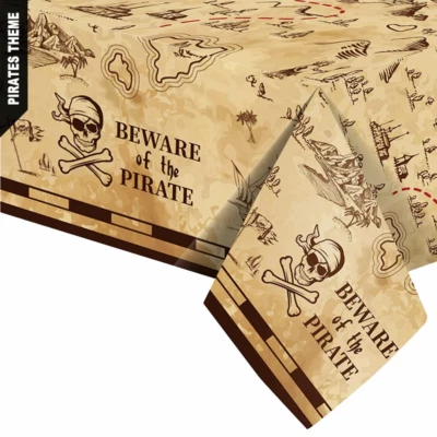 Pirate Theme Party Table Cover | Treasure Hunter Tablecloth 220cm x 130cm - image 1 of 4