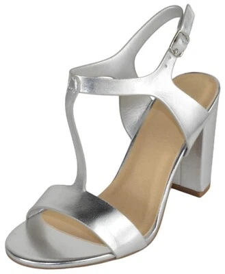 Sandalias de tacón alto con correa en T al tobillo para mujer Delicious punta abierta REGENT plateadas Foto 1 de 3