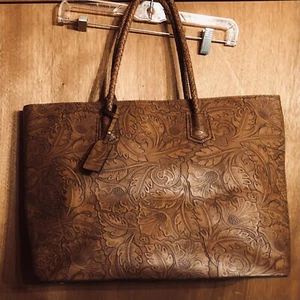Sole Society  Faux Leather Tote Bag Brown Snap Closure Shoulder Carry Vegan - Picture 1 of 11
