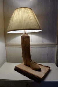1 & 2 WW Military Officer Stretcher Boot Handmade Lamp New Wooden Base Collector - Picture 1 of 12