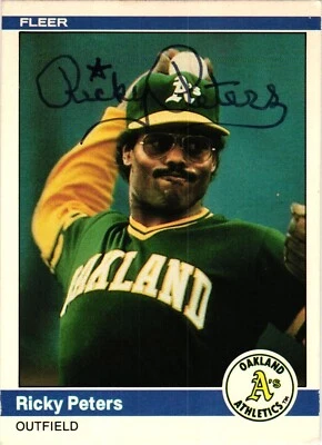 #458 Rick Peters Signed 1984 Fleer MLB Baseball Card A's AUTO - Image 1 of 2