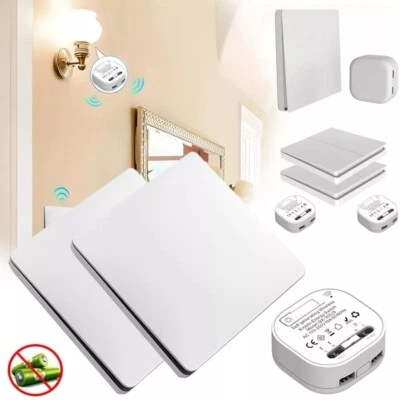 Funkschalter System batterielos Funk-Empfänger Funk-Wand-schalter Lichtschalter. - Bild 1 von 4