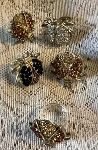 Lote 5 anillos nuevos de diamantes de imitación Ladybug - Imagen 1 de 10