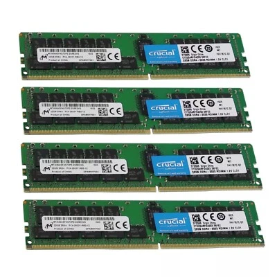 Crucial 128GB 4X32GB DDR4 2933MHz PC4-23400 2RX4 ECC Registered RDIMM Memory Ram - Image 1 of 4