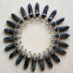 24pcs/lot Natural Larvikite Stone Chakra Healing Pillar Pendants Bead Wholesale - Picture 1 of 6