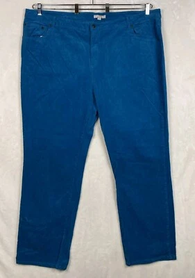 Pantalones de pana Woman Within para mujer Plus 28 altos turquesa pierna recta tiro alto Foto 1 de 4