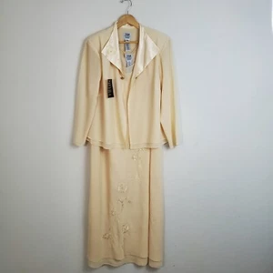 R&M Richards Woman Dress Set 22W Butter Yellow Beaded Y2K Vintage Elegant - Picture 1 of 12