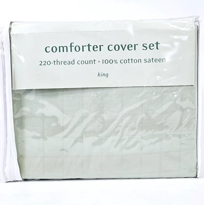 VTG Mervyn's King Comforter / Duvet Cover & Shams Sage Green 100% Cotton 3 PCS - Image 1 of 4