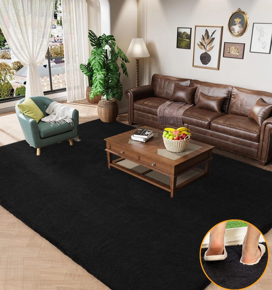 Solid Shag Rug Furry Cozy Fluffy Area Rugs Soft Carpet for Bedroom Living Room - Image 1 of 1