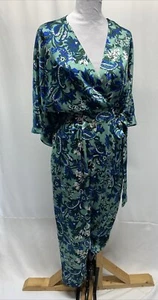 Zara Women’s Large Blue Green Paisley Satin Jumpsuit - Picture 1 of 13
