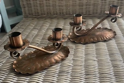 VINTAGE GREGORIAN COPPER Candleholder Candlesticks Double Cup CANDELABRA - Image 1 of 4