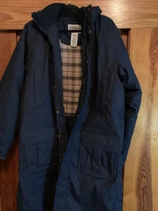 L.L. Bean Nor’easter GTX Navy Wool Blend Gore-Tex Long Coat Size L - Picture 1 of 8
