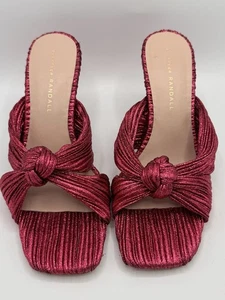 Loeffler Randall Claudia Pantoletten plissiert fuchsia metallic Absätze Schleife Sandalen Gr. 7,5 - Bild 1 von 8