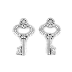 Metal Alloy Key Charms Antique Silver 16mm Pack Of 25 - Picture 1 of 1