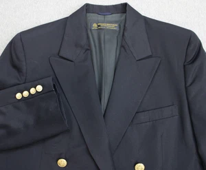 Brooks Brothers Blazer Womens 14 Navy Blue Wool Double Breasted Gold Buttons - Picture 1 of 10