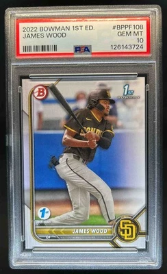 2022 Bowman 1st Edition James Wood #BPPF-108 Padres PSA 10 - Image 1 of 2