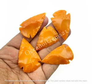 Cabujón de piedra de vidrio con punta de flecha de obsidiana naranja hecho por el hombre, 4 piezas de piedras preciosas sueltas - Imagen 1 de 10