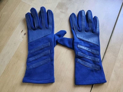 Guantes de conducción vintage para mujer azul nailon y cuero talla única, clásicos Foto 1 de 4