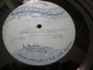 78 12" ACETATE WIP RADIO PHILADELPHIA BELL TELLEPHONE COMP 1946 POLISH ITALIAN - Picture 1 of 4