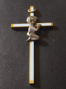 Brass and Pewter Praying Boy Cross - Picture 1 of 6