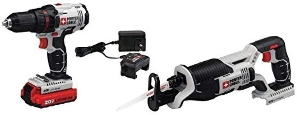 PORTER-CABLE 20V MAX Cordless Drill Combo Kit with Reciprocating Saw, 2-Tool... - Image 1 of 2