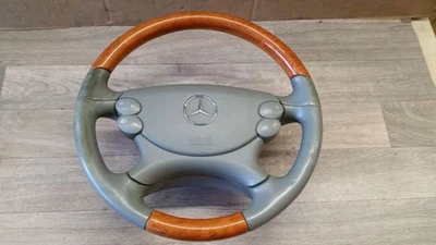 MERCEDES-BENZ CLK (C209) Lederlenkrad Holz grau A2304601303 - Bild 1 von 4