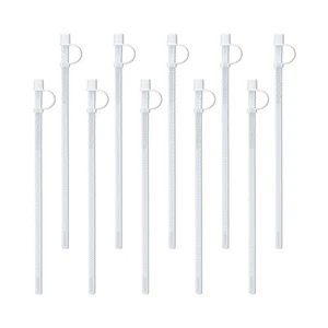 13” Flexible Corrugated Straws with Caps (10-Pack) – BPA-Free Reusable Straws - Picture 1 of 3