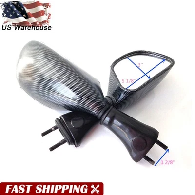 Espejos retrovisores de carbono para Kawasaki 1998-02 Ninja ZX6R 98-2003 ZX9R 2006-08 650R Foto 1 de 4